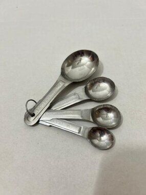 Vintage Aluminum Metal Nesting Measuring Spoons With Ring US Std Set of 4